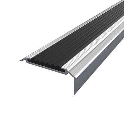 Порожек алюминиевый ПАС-1477 АЛЮПРО фигурный антискользящая вставка 48х20x1000 мм черный 