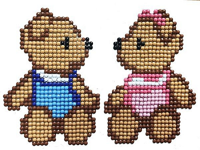 Набор для творчества со стразами (наклейка) Друзья Мишки 11x15 см Діамантові ручки 