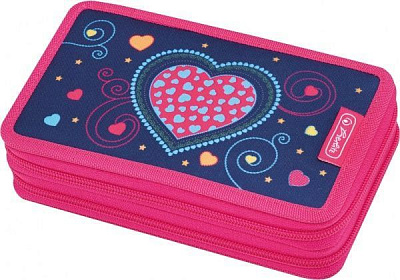 Пенал Double Hearts 23 предмета 50014248 Herlitz синий