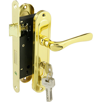 Замок врізний з ручками Bruno 528 PZ 55 мм полірована латунь