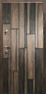 Дверь входная Мавіс + снаружи 3Д и черная патина Н-06 дуб шале карамель 2030x880мм правая