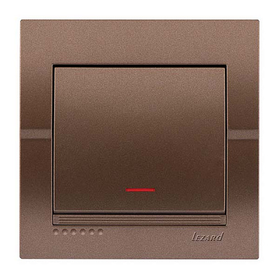 Выключатель одноклавишный Lezard Deriy с подсветкой 10 А 250В темно-серый металлик 702-2929-111