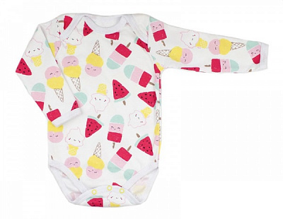 Боді для дівчинки Маленькие люди Морозиво р.68 білий із малюнком