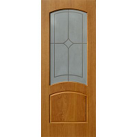 Дверь межкомнатная Меркурий 90 см орех стекло с рисунком