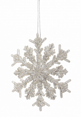 Подвеска пластиковая снежинка новогодняя/ с присыпкой ассорт. 11,5 см EPI-P802606