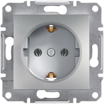 Розетка із заземленням Schneider Electric Asfora 16 А 250 В алюміній EPH2900161