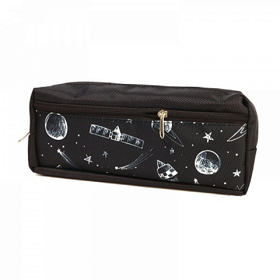 Пенал на молнии Планеты 52602773 Lider черный с узором