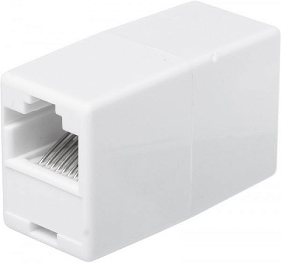 Переходник компьютерный EMT 1 гн.-1 гн. (8р8с) белый 6-0216