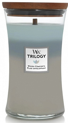 Свеча ароматическая Woodwick Large Trilogy Woven Comforts (Комфорт тканей) 609 г 