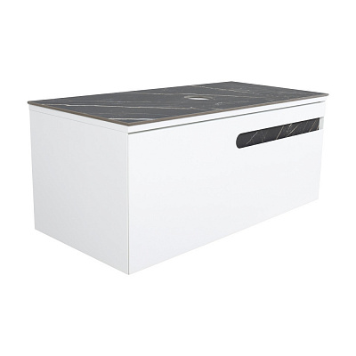 Тумба під умивальник Aqua Rodos OSTIN білий мат стільницею керамограніт Namibia Black 100 см