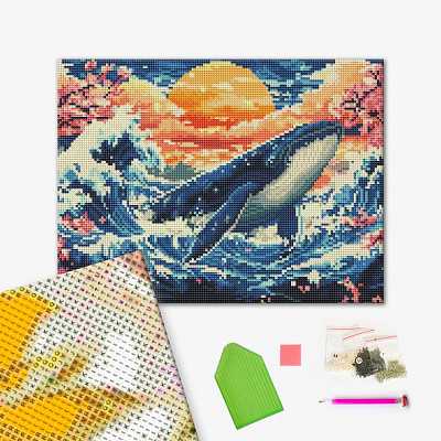 Алмазная мозаика Синий кит 30х40 см Brushme