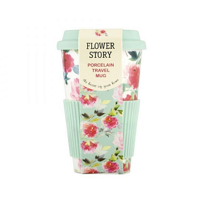 Чашка Flower Story Peonia с силиконовой крышкой 440 мл 21-279-064 Keramia