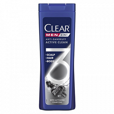 Шампунь 3 в 1 CLEAR Очищение с активированным углем 360 мл