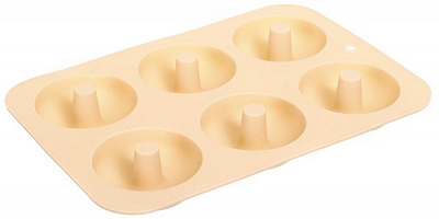 Форма для випікання пончиків з втулкою на 6шт Peach&Brown series 26х18х2,5 см персиковийх Smart Kitchen by Flamberg