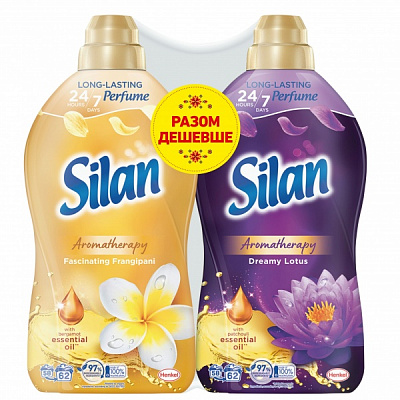 Кондиционер-ополаскиватель Silan Ароматерапия Сказочный Лотос + Увлекательный Франджипани 1,364 л