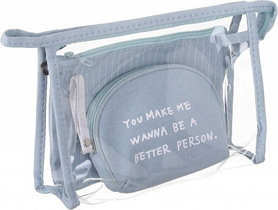 Набір косметичок Смужка 3 шт B10769 блакитний