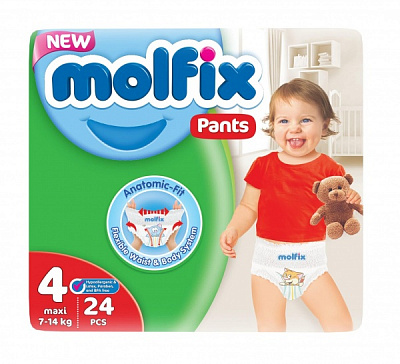 Подгузники-трусики Molfix детские 4 (9-14 кг), 24 шт.