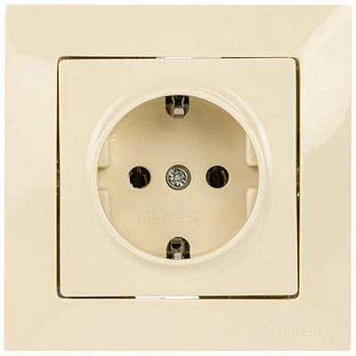 Розетка Mutlusan Candela із заземленням кремова
