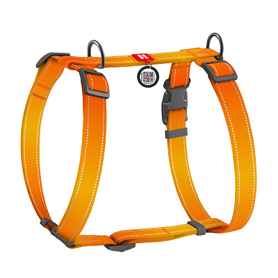 Шлейка анатомическая Waudog Nylon Mono L Ш25 мм А50-90 см/В60-100 см оранжевая 52744