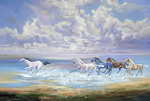 Репродукція Табун коней на березі моря 35x50 см Арт Фемелі 
