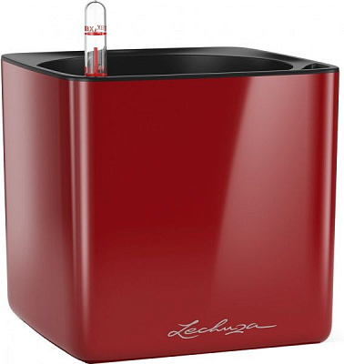Вазон декоративный Lechuza Cube Glossy 14 квадратный 1л красный (13512) 