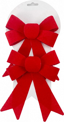 Декорация новогодняя бант 14х17 см красный 2 шт