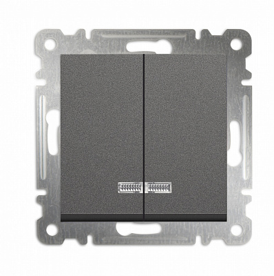 Механізм вимикача двоклавішний Makel Karea з підсвіткою чорний матовий 57054023