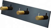 Вішалка настінна чорна 3 дерев'яні гачки зі штирем L-3-GB(W)