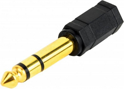 Перехідник Cablexpert аудіо/стерео чорний (A-6.35M-3.5F) аудіо, 6.35мм M / F 3.5 мм