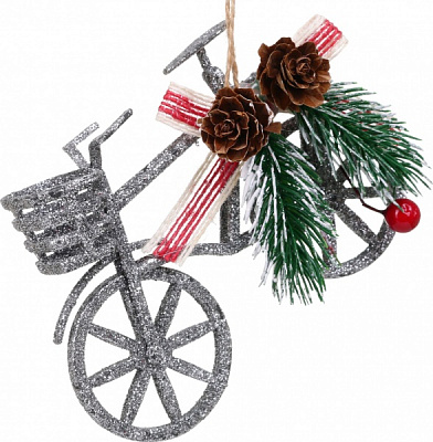 Декоративная подвеска Велосипед з декором 12x9 см 2-19s серебро