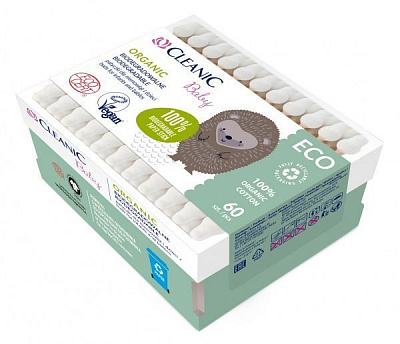 Ватні палички Cleanic Eco Baby 60 шт. (квадратна)