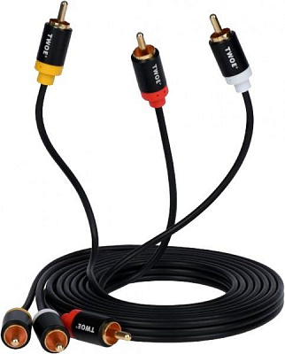 Кабель 2E 1,8 м чорний W 9670 3RCA Plug -3RCA Plug Al