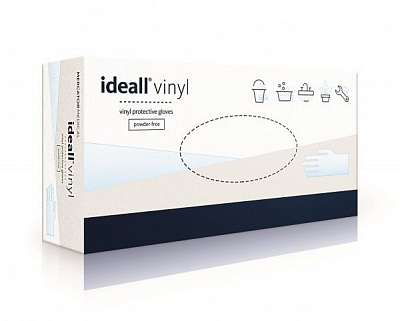 Перчатки виниловые IDEALL VINYL М стандартные р.M 50 пар/уп. 