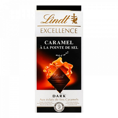 Чорний шоколад LINDT карамель з сілью 100 г Excellence