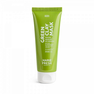 Маска глиняная для лица Marie Fresh с зеленой глиной и экстрактом канабиса 50 мл 60 г