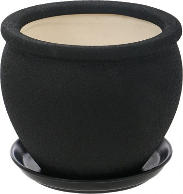 Горшок керамический Ориана-Запорожкерамика Вьетнам №3 шелк круглый 5л черный (011-3-088) 