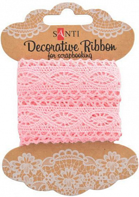 Стрічка мереживна стрічка рожева, 25мм, 2м. 741340