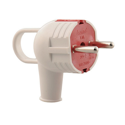 Вилка электрическая с ручкой Lezard 715-0201-602 16 А 250 В с заземлением 250В 16А IP20 белый