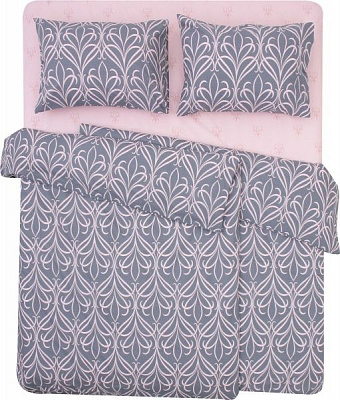 Комплект постільної білизни Limoges сімейний сіро-рожевий UP! (Underprice)