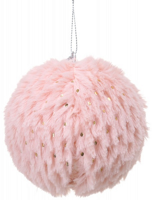 Елочная игрушка в форме шара с мехом 80 мм в ассортименте CAA124020 