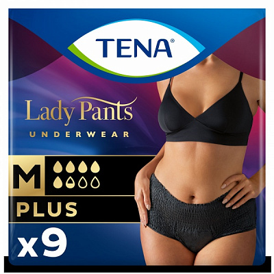 Трусы урологические для женщин Tena Lady Pants Plus Black Medium 9 шт.