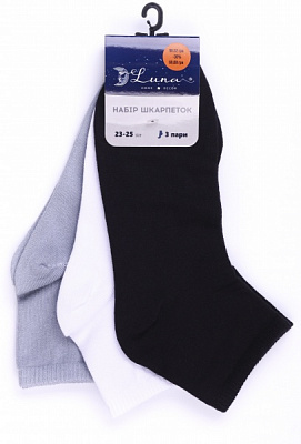 Набір шкарпеток жіночих Luna р.23-25 см чорний/білий/сірий