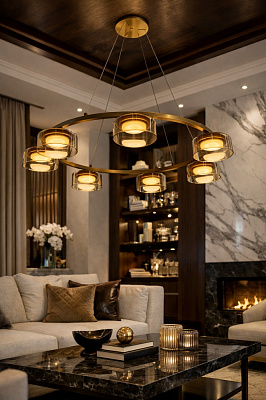 Люстра подвесная LIGHT SET DUSHA MS241-Y7 7x12 Вт GX53 золото/янтарь