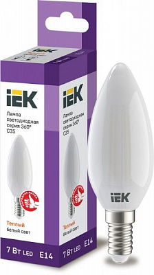 Лампа світлодіодна IEK FIL C35 7 Вт E14 3000 К 220 В матова
