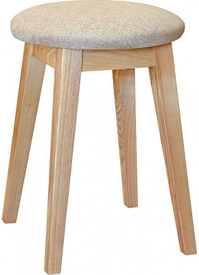 Табурет деревянный РПМК круглый мягкий 450x340x340 бежевый / ясень 