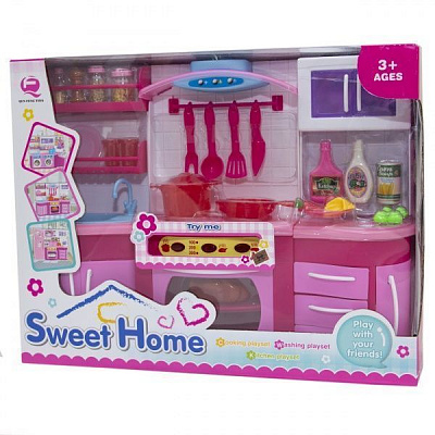 Лялькова кухня Qun Feng Toys Рідна домівка-1 37x11.5x28.5 см Рожева 2801S