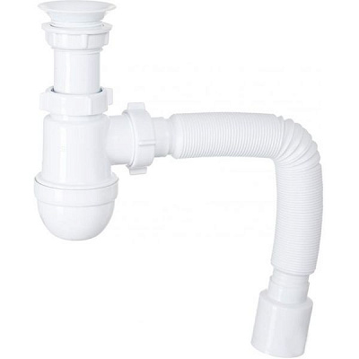 Сифон для умывальника Water House пластмассовый выпуск, гибкая труба 40 * 50