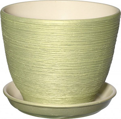 Горщик керамічний Оріана-Запоріжкераміка Кедр №3 круглий 1,6л салатово-перламутровий (019-3-132)