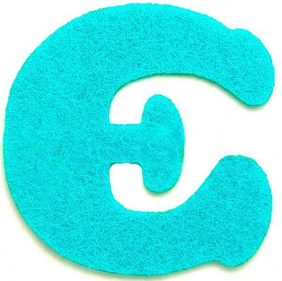 Буква Є из фетра бирюзовый 2 мм, 10 см