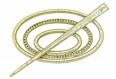 Заколка Овал 2 Элит 60х100 мм мокрое золото В0022-1а MISLT